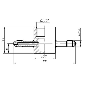 Проточная камера G1/2" со штуцерами М8x1