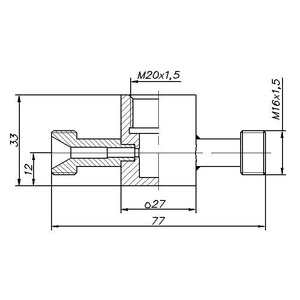 Проточная камера М20x1.5 со штуцерами М16x1.5
