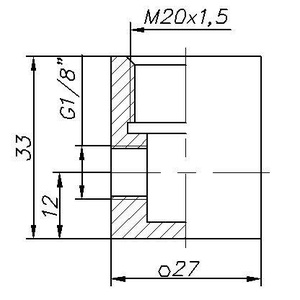 Проточная камера М20x1.5 со штуцерами c внутренней резьбой G1/8"