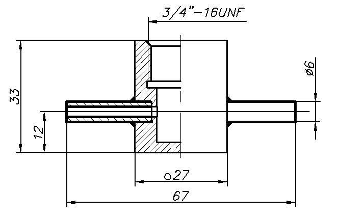 Проточная камера 3/4" UNF со штуцерами Д6 с гайками Gyrolok (N4823)