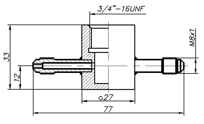 Проточная камера 3/4" UNF со штуцерами М8x1 по доступным ценам в Москве c доставкой от компании АО "Практик-НЦ". Проточная камера 3/4" UNF со штуцерами М8x1 (N4821)