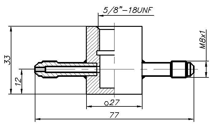 Проточная камера 5/8" UNF со штуцерами М8x1 по доступным ценам в Москве c доставкой от компании АО "Практик-НЦ". Проточная камера 5/8" UNF со штуцерами М8x1 (N4681)