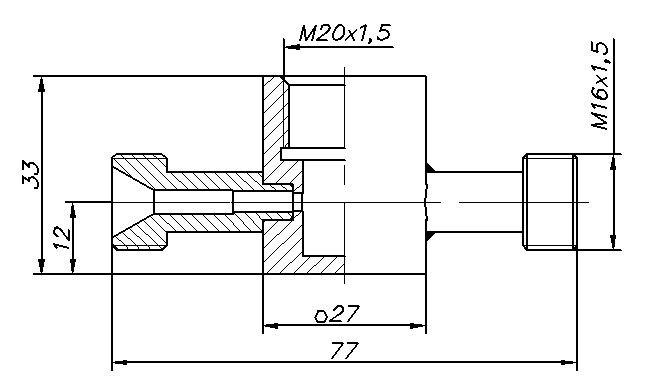 Проточная камера М20x1.5 со штуцерами М16x1.5 по доступным ценам в Москве c доставкой от компании АО "Практик-НЦ". Проточная камера М20x1.5 со штуцерами М16x1.5 (N4678)